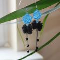 blue auskariukai - Earrings - needlework