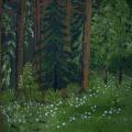 Forest flowered - Oil painting - drawing