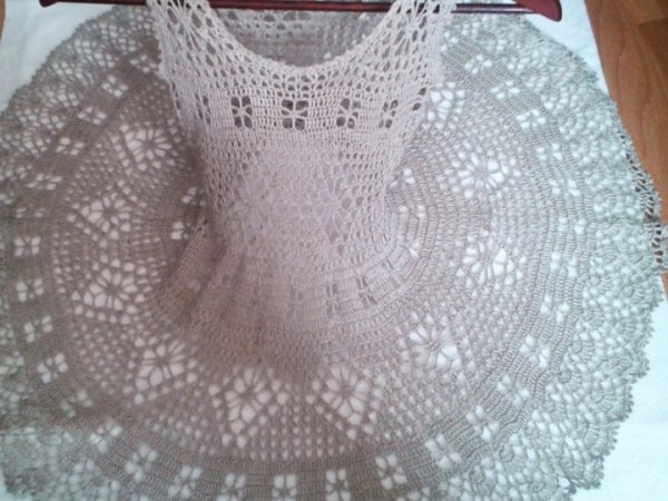 linen crocheted suknytė 3-5m Mergytei - Dresses