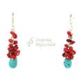 Coral love - Earrings - beadwork