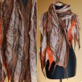 Brown with orange flowers - Wraps & cloaks - felting