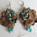 Handmade earrings genuine leather - Earrings - beadwork