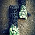 Green lizard - Wristlets - felting