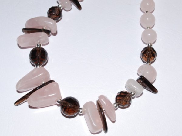 Rožinio ir dūminio kvarco komplektas 3