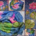 Venda lilies, silk scarf - Serigraphy - drawing