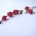 Red and white coral necklace - Necklace - beadwork