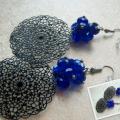 Black ornaments - Earrings - beadwork