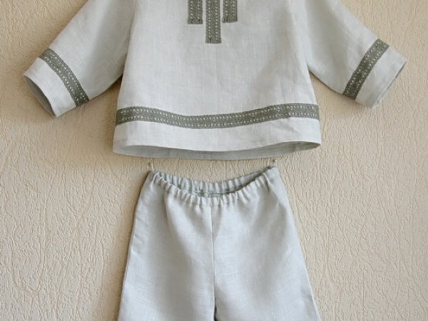 linen christening suit - Sets