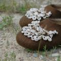 Lace brown slippers - Shoes & slippers - felting