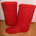 Red felted - Shoes & slippers - felting