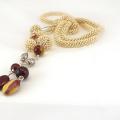 Crocheted beige necklace with exchanger - Necklace - beadwork