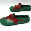Red linen - Shoes & slippers - felting