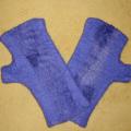 blue with the thumb - Wristlets - felting