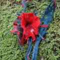 Red with turquoise - Necklaces - felting
