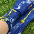 Blue ribbon with solar - Gloves & mittens - felting