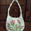 Manual " white with pink wind you " - Handbags & wallets - felting