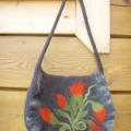 Manual " Grey with red buds " - Handbags & wallets - felting