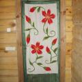 Curtain " red flowers " - For interior - felting