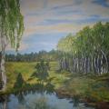 Birches - Oil painting - drawing