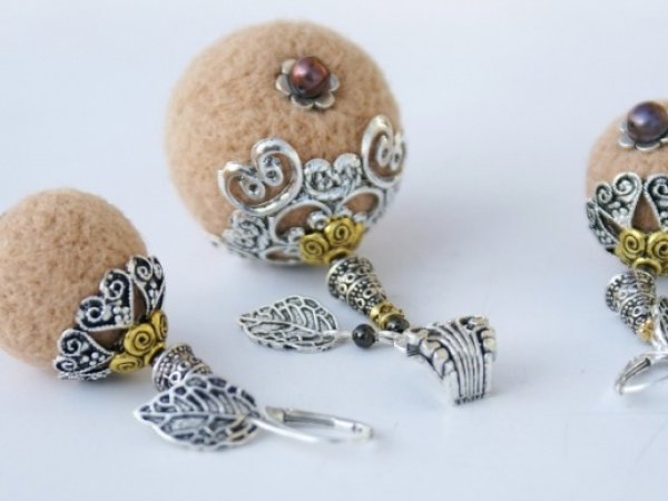 Earrings and pendant k-th " Apple " 2