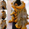 Gray coated with mustard party - Wraps & cloaks - felting