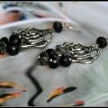 Black Rose - Earrings - beadwork