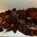 Brown scarf with flower - Scarves & shawls - felting