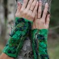 Blue-green - Wristlets - felting