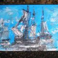 Ships, boats ... - Oil painting - drawing
