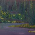 evening in the woods - Oil painting - drawing