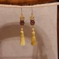 Long, yellow earrings - Earrings - beadwork