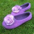 purple with rose - Shoes & slippers - felting
