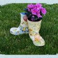 Rubber boots - pots of flowers - For interior - making