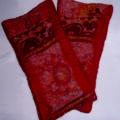 with red silk - Wristlets - felting