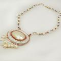 Pearl necklace with shell pendant - Necklace - beadwork