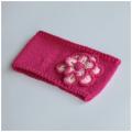 Pink headband with a flower - Hats - knitwork