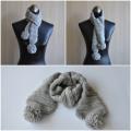 Gray scarf with pompons - Scarves & shawls - knitwork