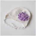 White hat with purple flowers - Hats  - needlework
