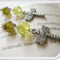 Green dragonfly :) - Earrings - beadwork