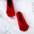Roses in the snow - Shoes & slippers - felting
