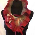 Gray-red shawl - Scarves & shawls - felting