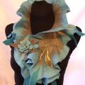 Gray turquoise scarf - Scarves & shawls - felting