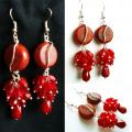 Red berry - Earrings - beadwork