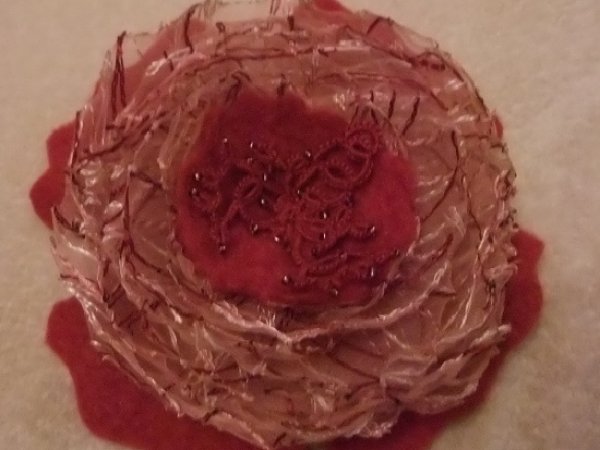 wool and organza brooch - Flowers