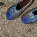 Blue brown slippers - Shoes & slippers - felting