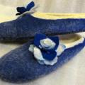 With blue roses - Shoes & slippers - felting