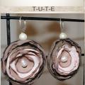 Textile flower - Earrings - beadwork