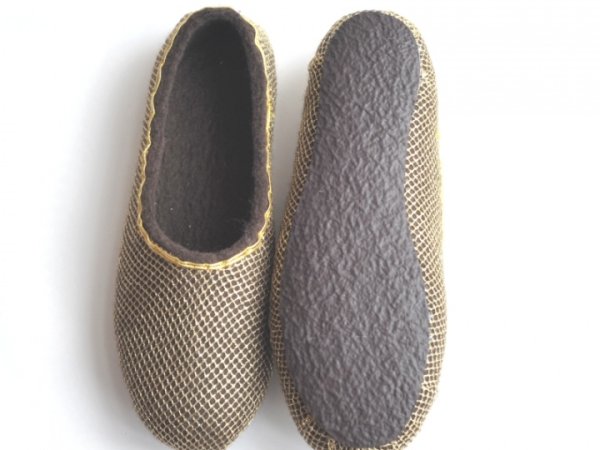 Felt slippers GOLD / CHOCOLATE 3