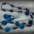Necklace and earrings " Juoda- blue " - Kits - felting