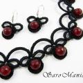 Necklaces and earrings with ruby ​​beads - Necklace - needlework